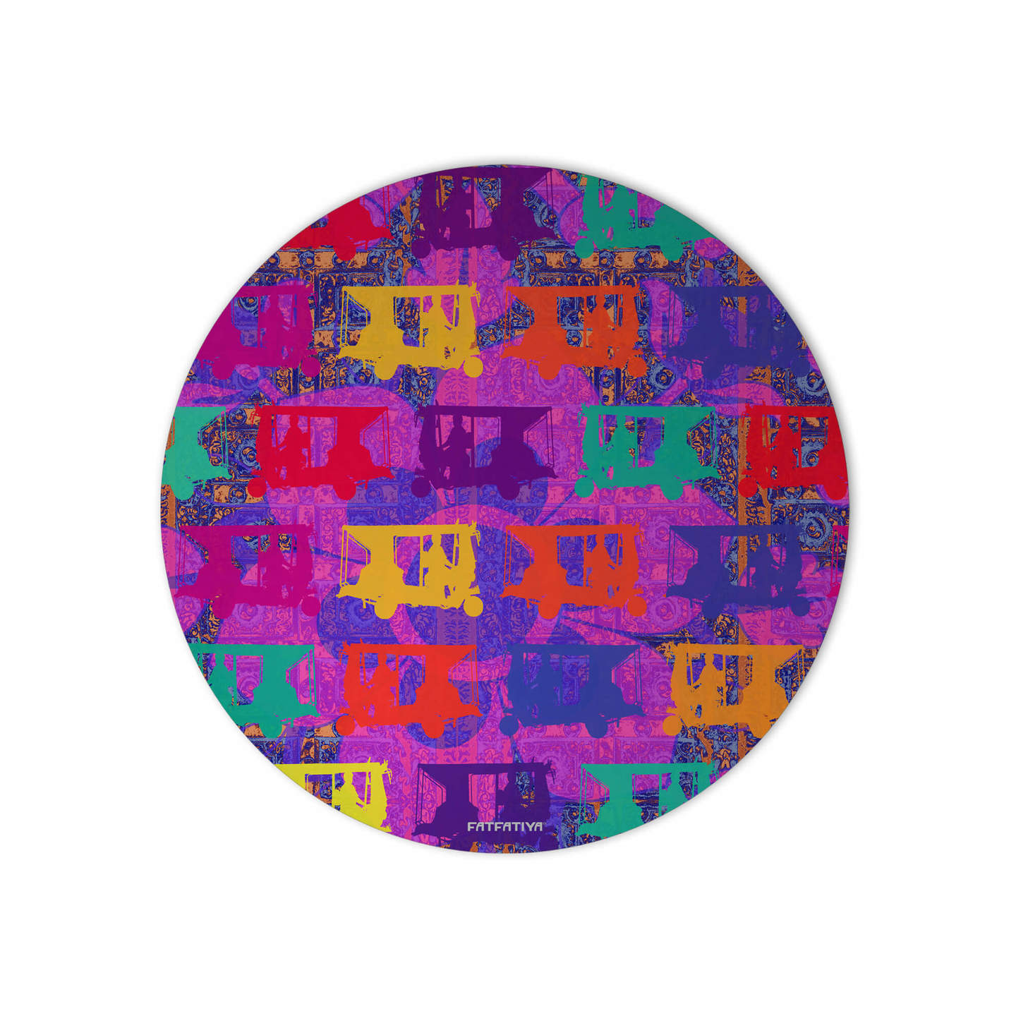 Vibrant Auto Rickshaws Round Mouse Pad