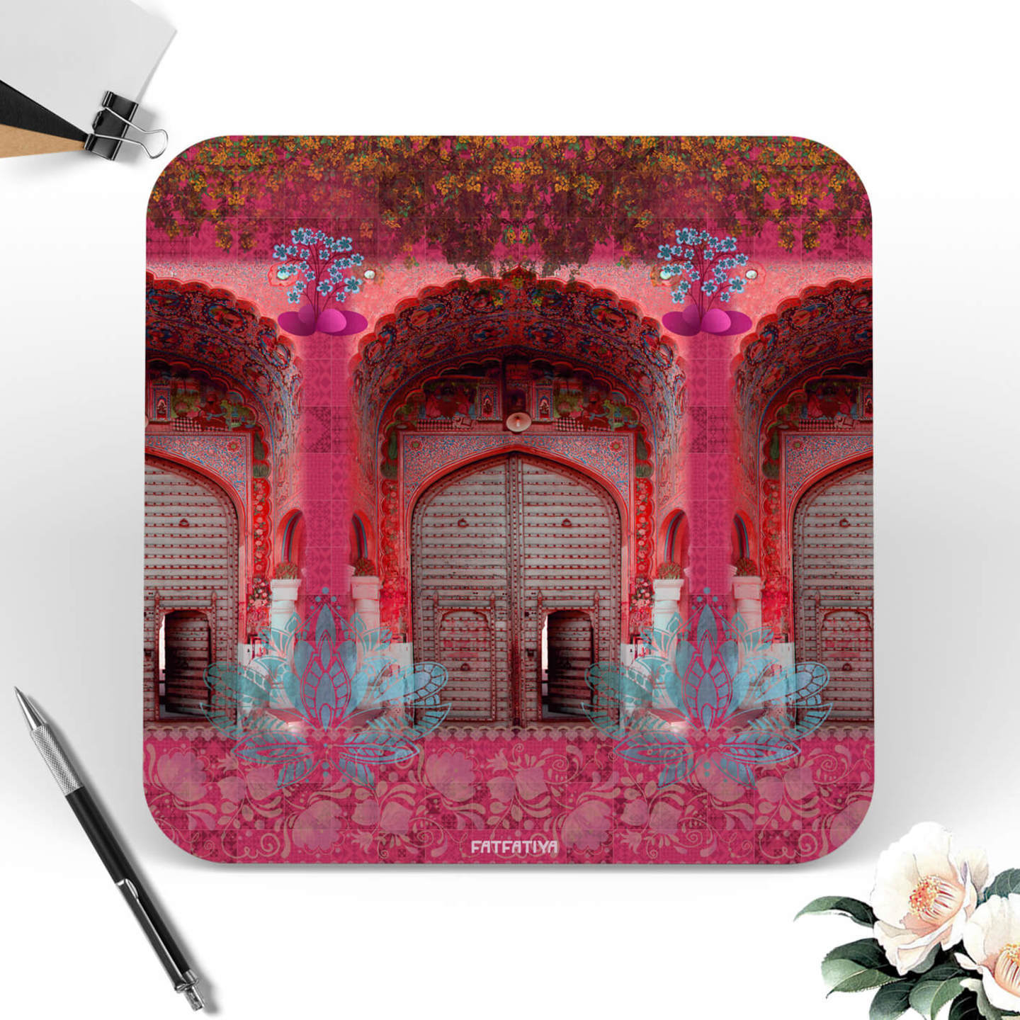 Flower on the Fort Themed Table Coaster Set of Six