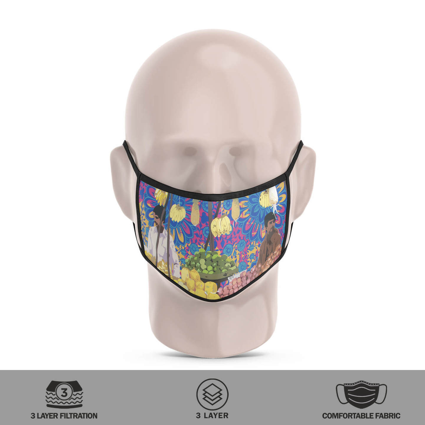 Two Fruit Sellers 3 Layer Reusable Face Mask