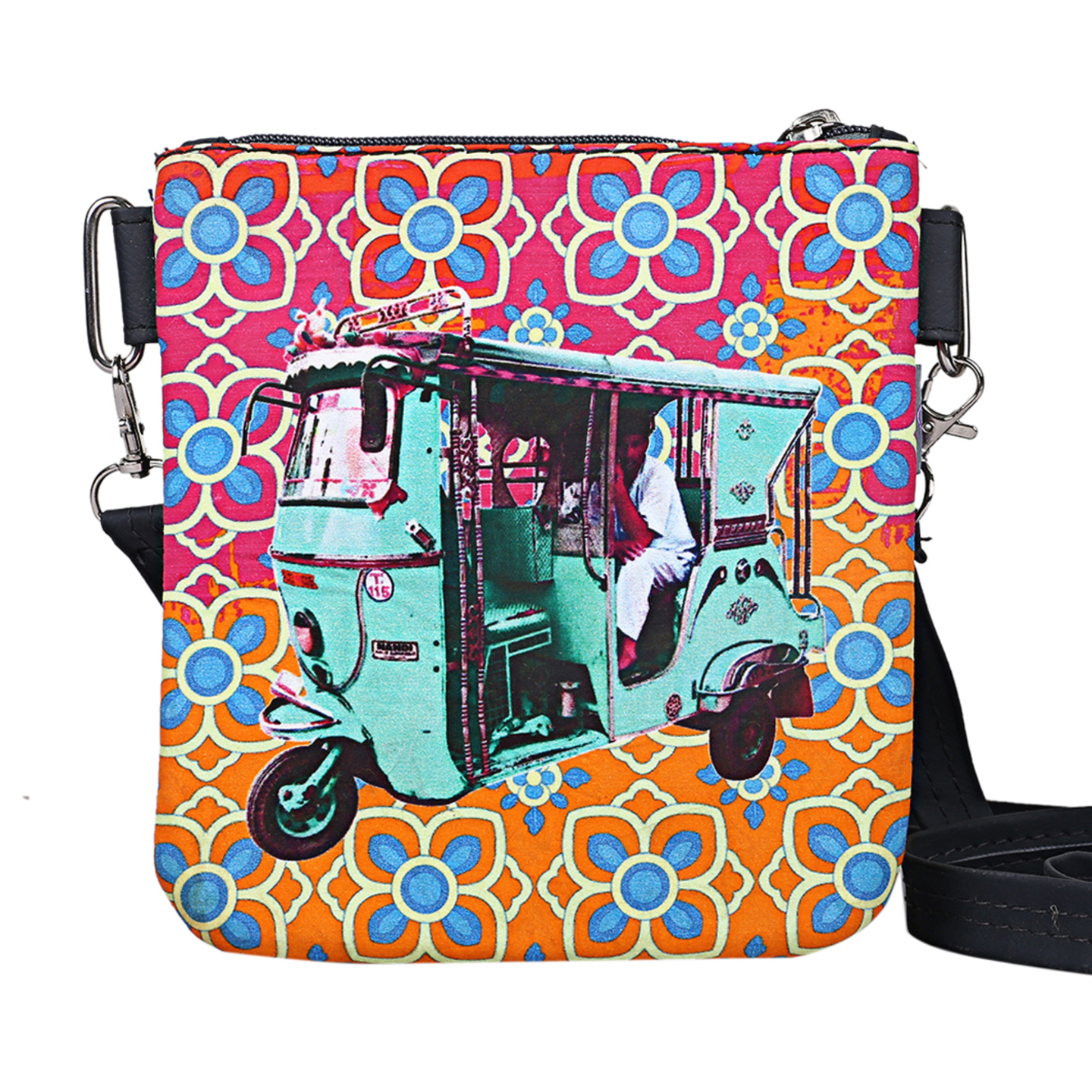 Turquoise Green Taxi Canvas PU Small  Sling Bag