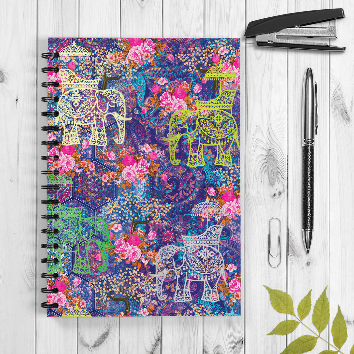 Indian Wedding Elephant Design Spiral Notebook