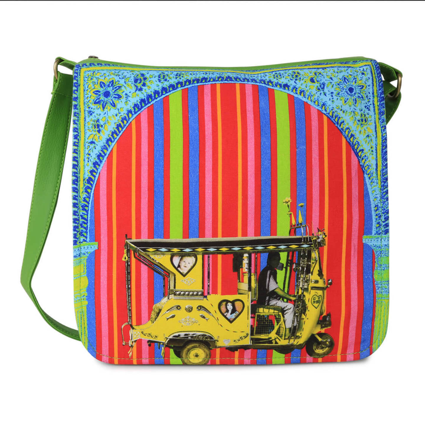 Trendy Floral Gateway Canvas PU SlingCrossbody Bag