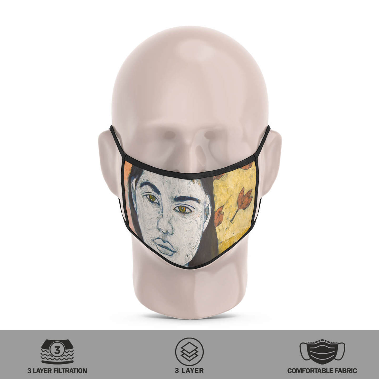 Orange Flowers Reusable Face Mask - Priyanka Waghela
