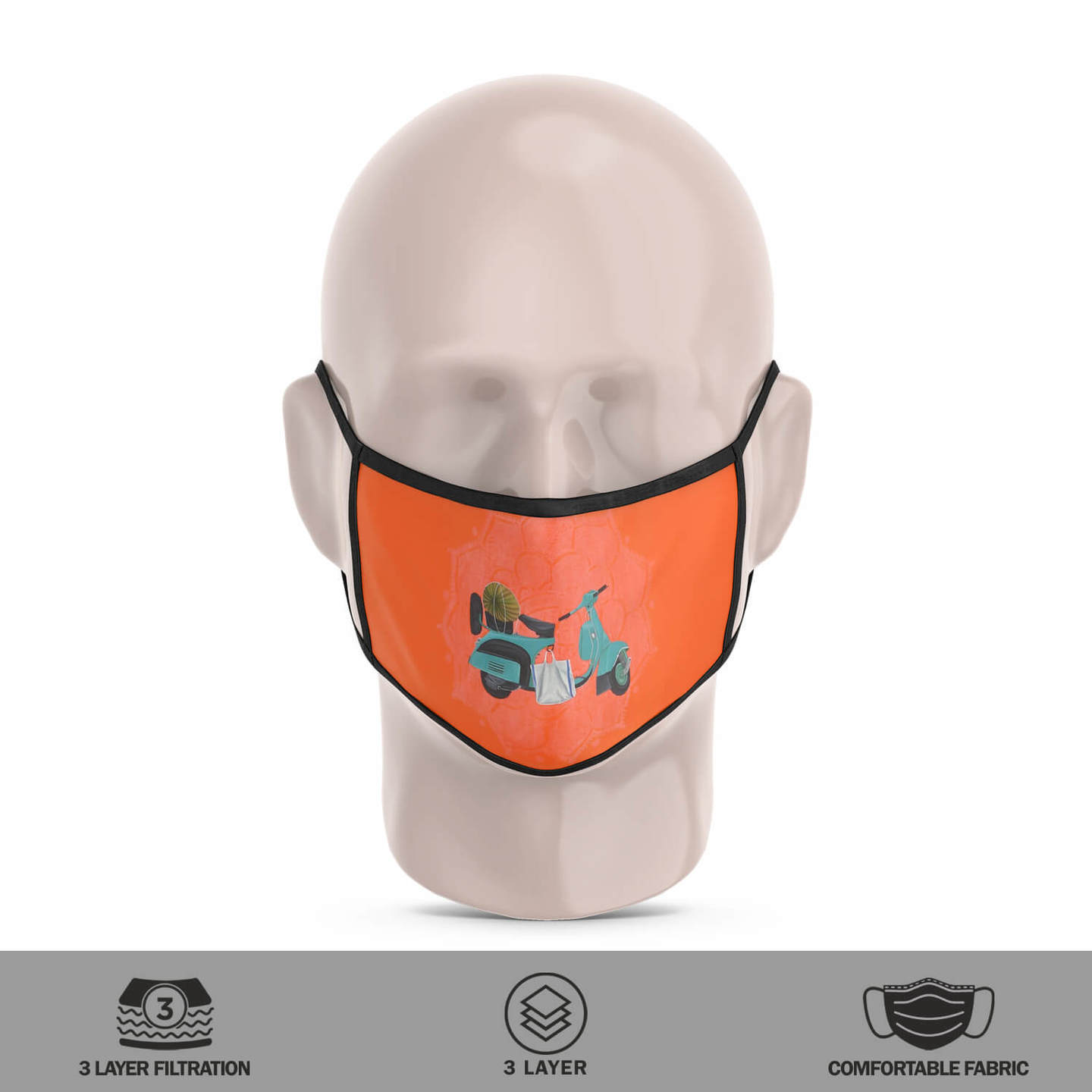 Pumpkin with Scooter Reusable Face Mask - Tushar Waghela
