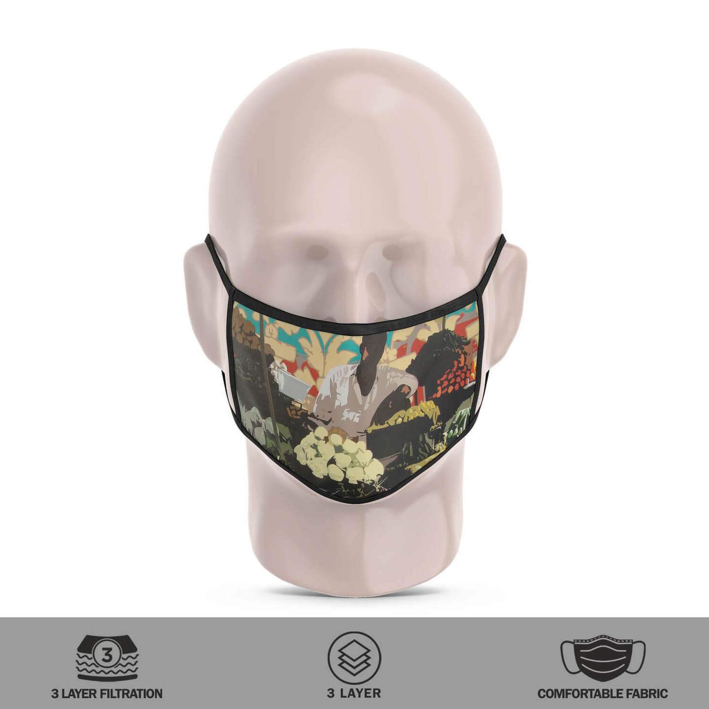 Vegetable Seller 3 Layer Reusable Face Mask