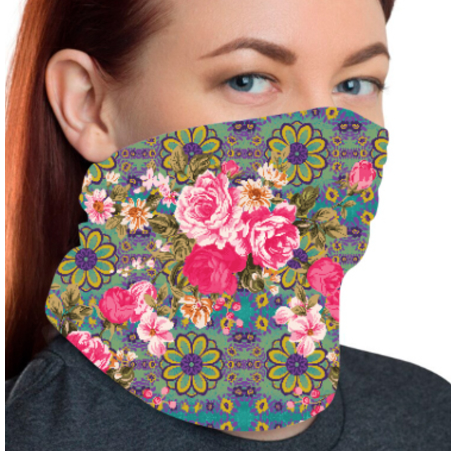 Pink and Blue Jungle Themed Unisex Bandana Mask