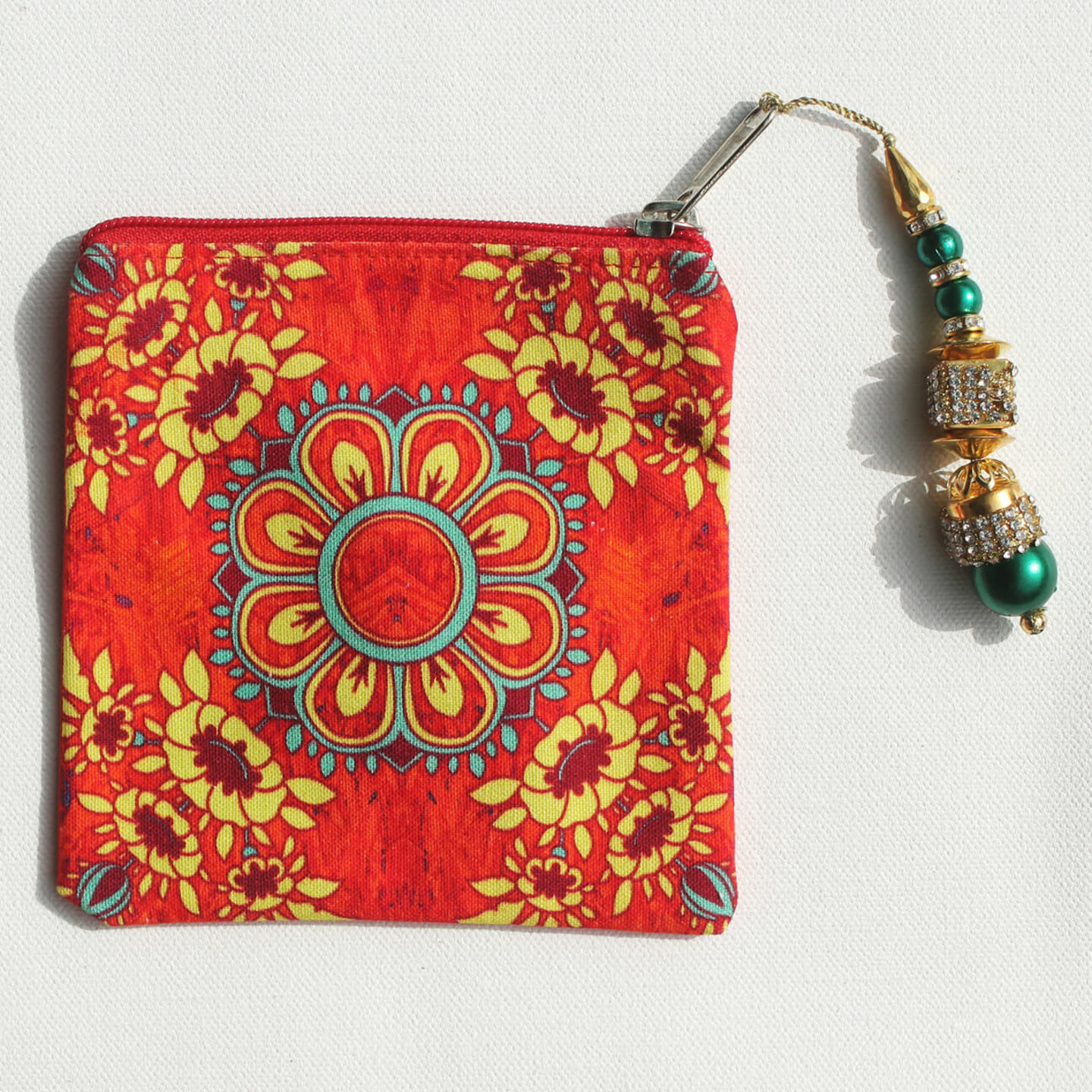 Gorgeous Flower Motif Canvas Coin Pouch/Purse