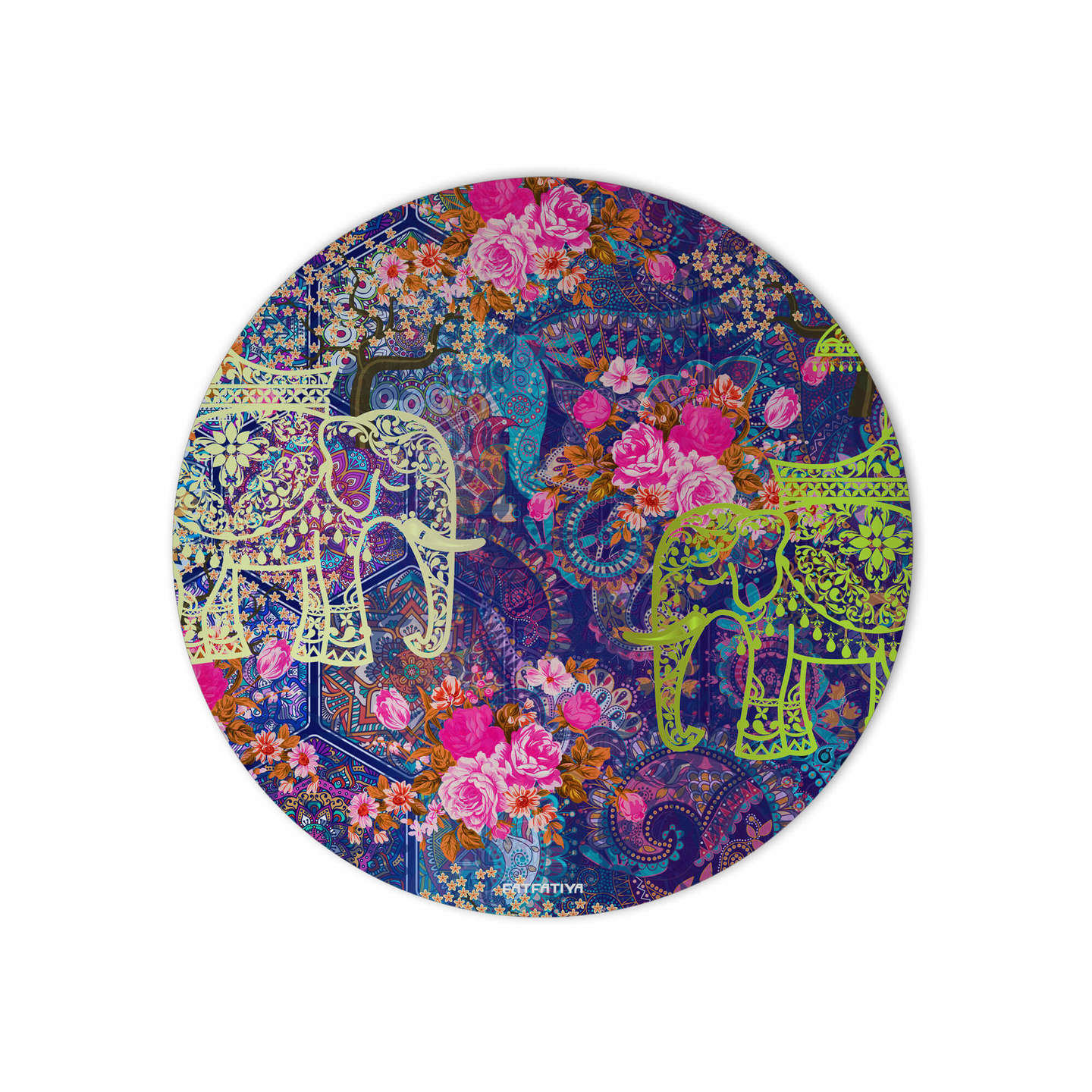 Two Indian Wedding Elephant Round Mouse Pad