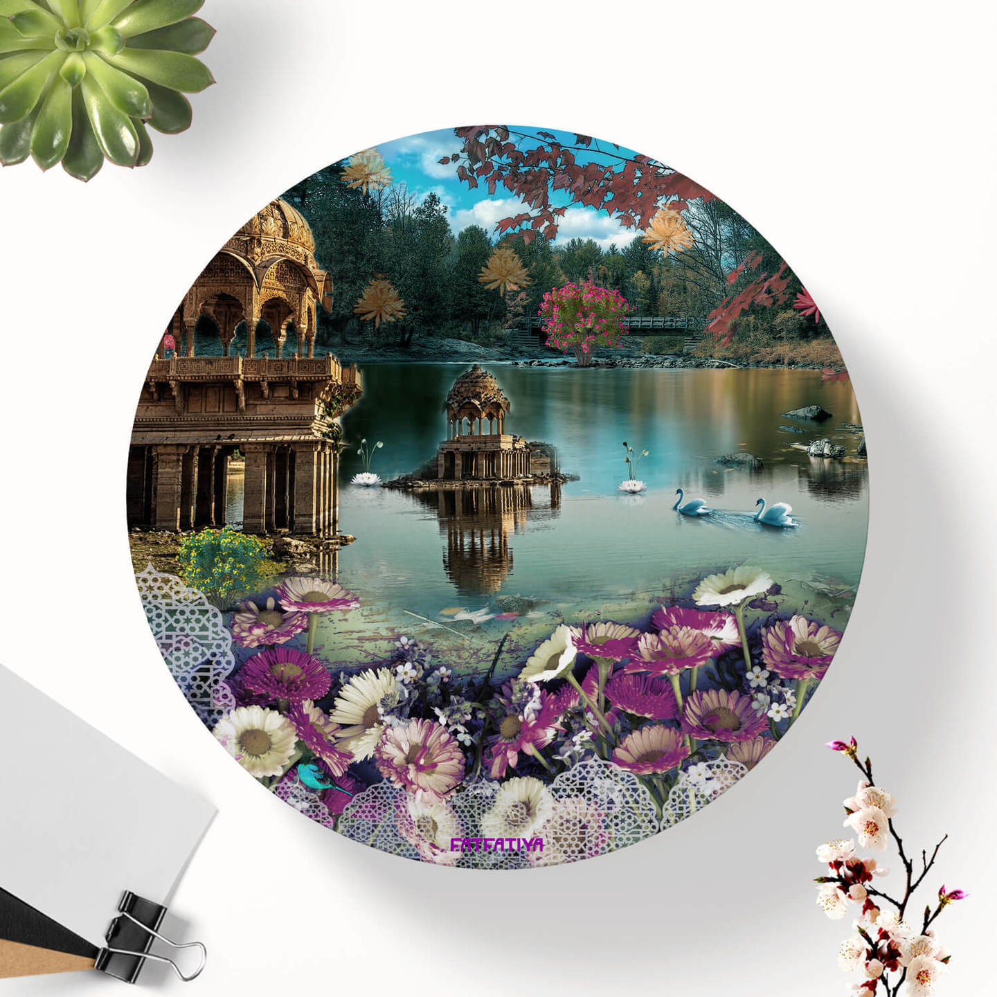 Gadisar Lake Scene Table Coaster Set of Six