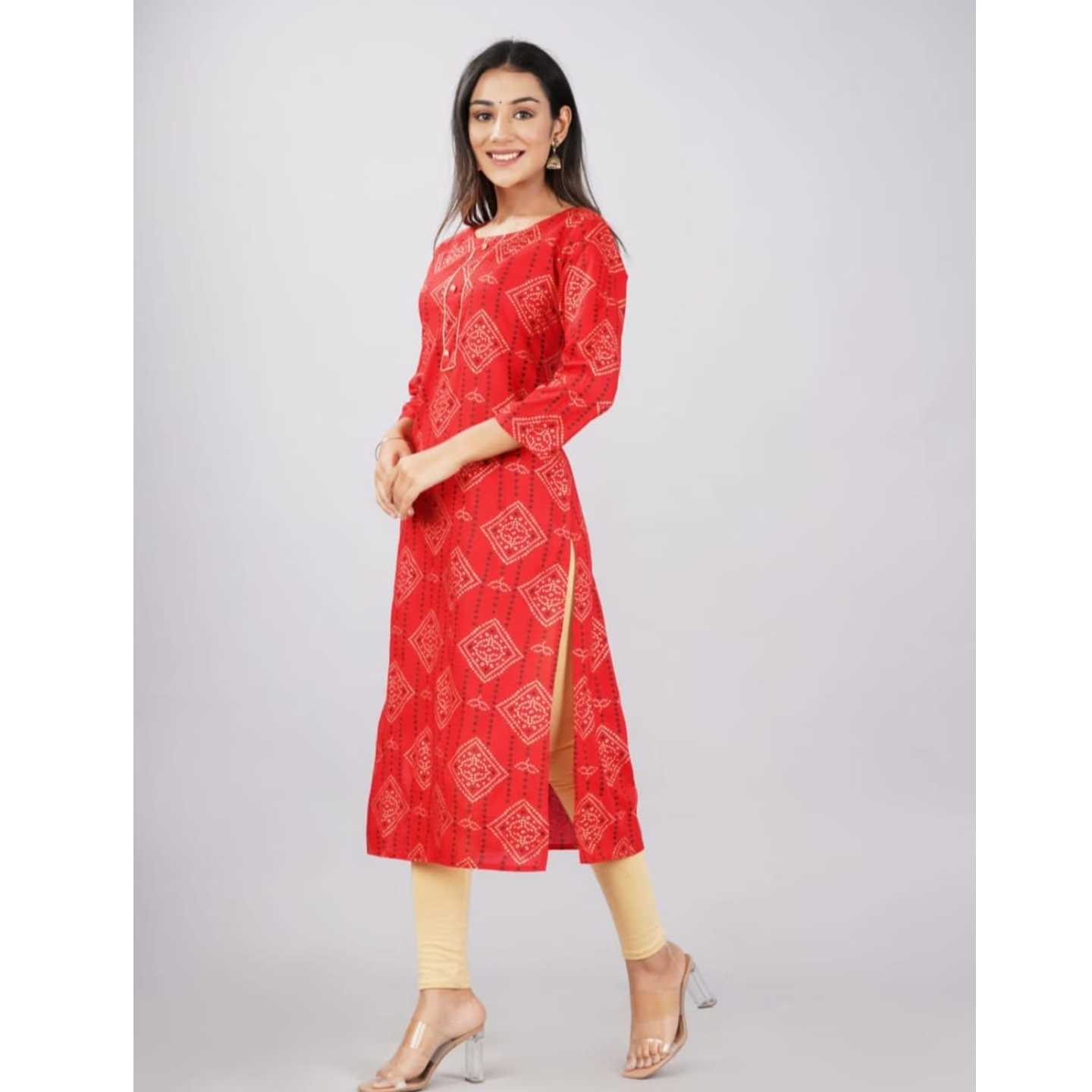 Red embroidered kurta