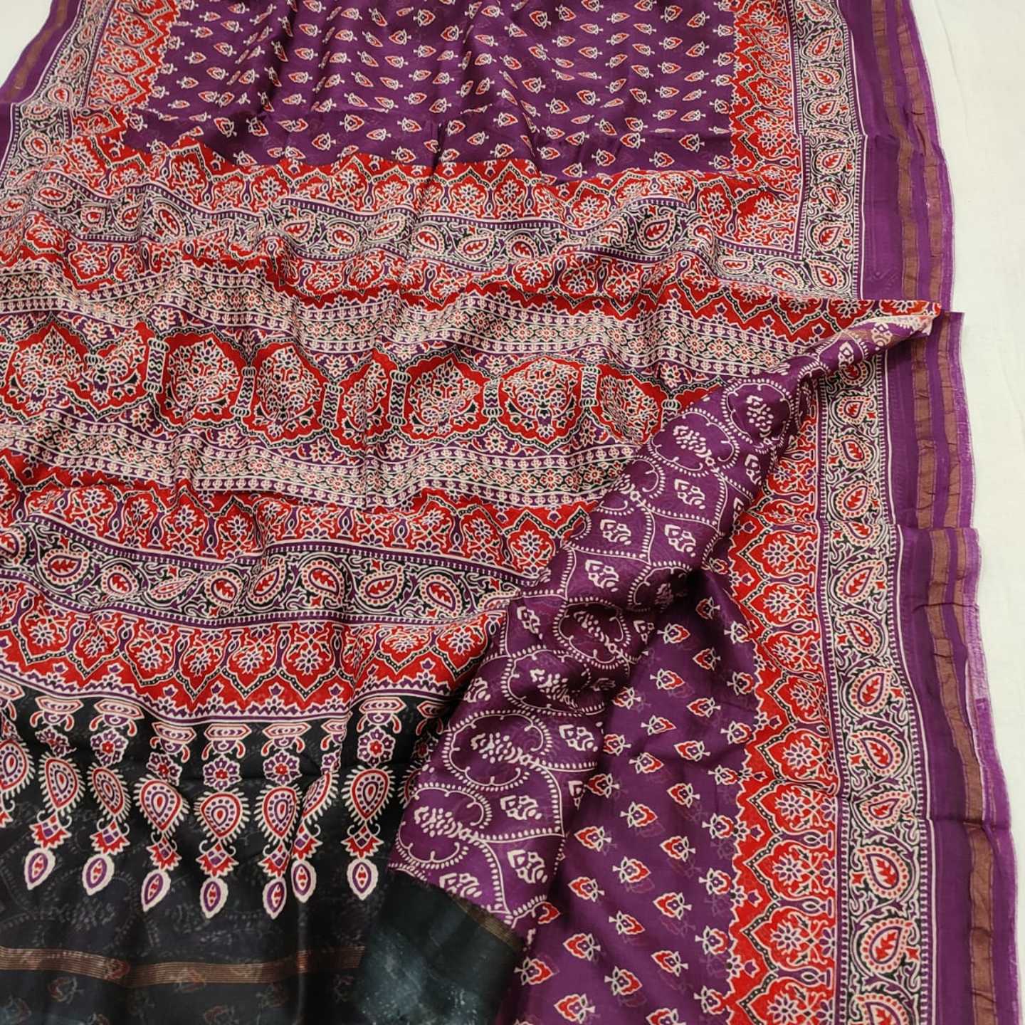 CHANDERI AJRAKH PRINT SAREE