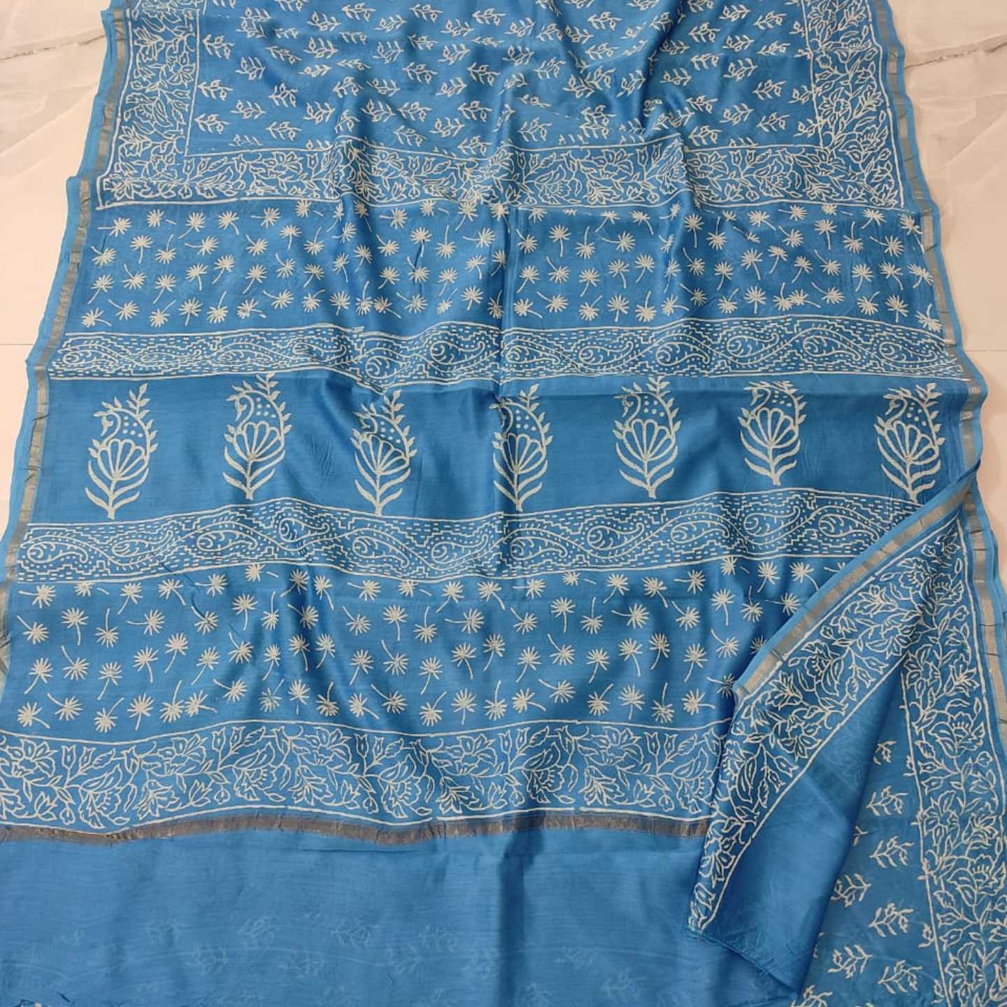 CHANDERI BLOCK PRINTED SAREE