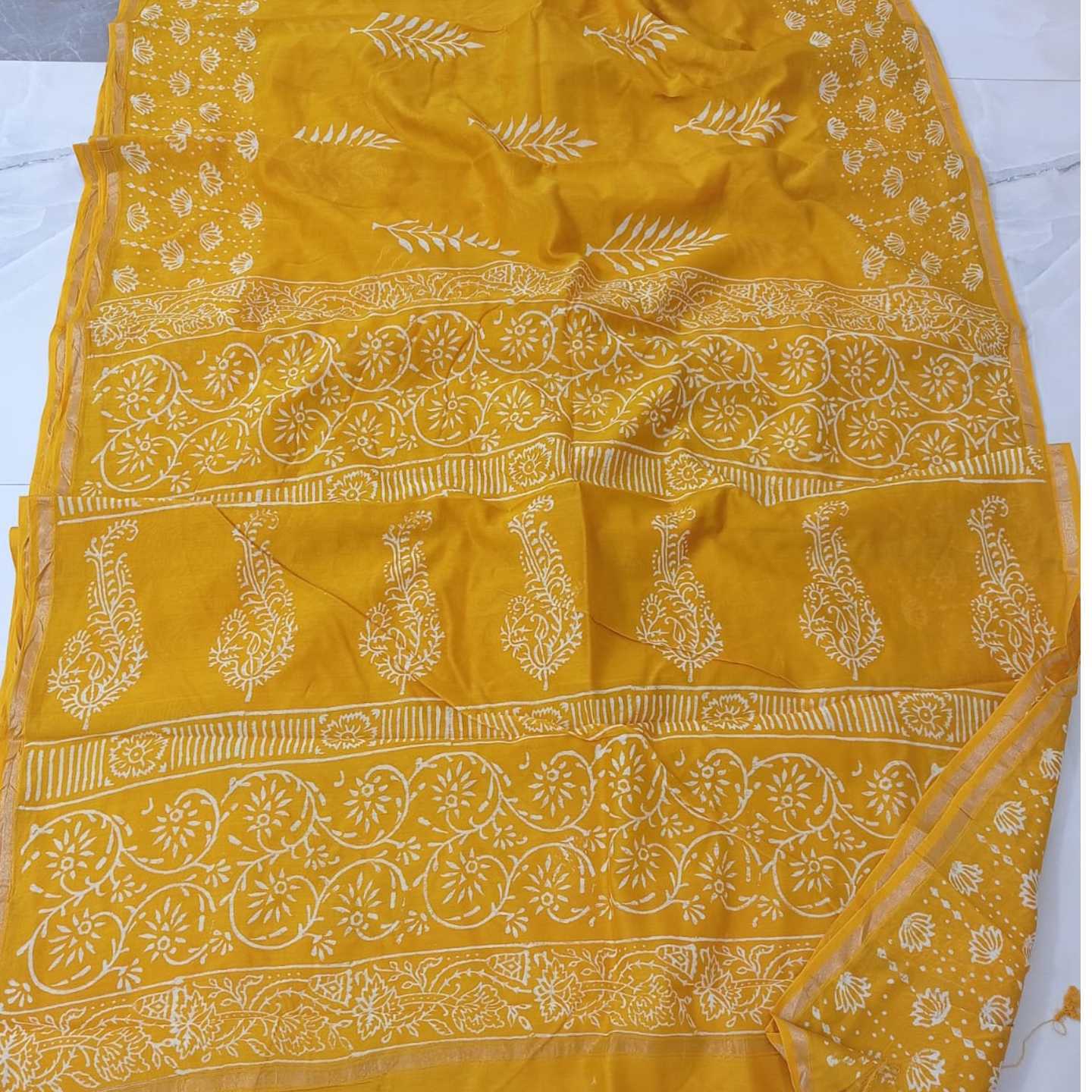 CHANDERI BLOCK PRINTED SAREE