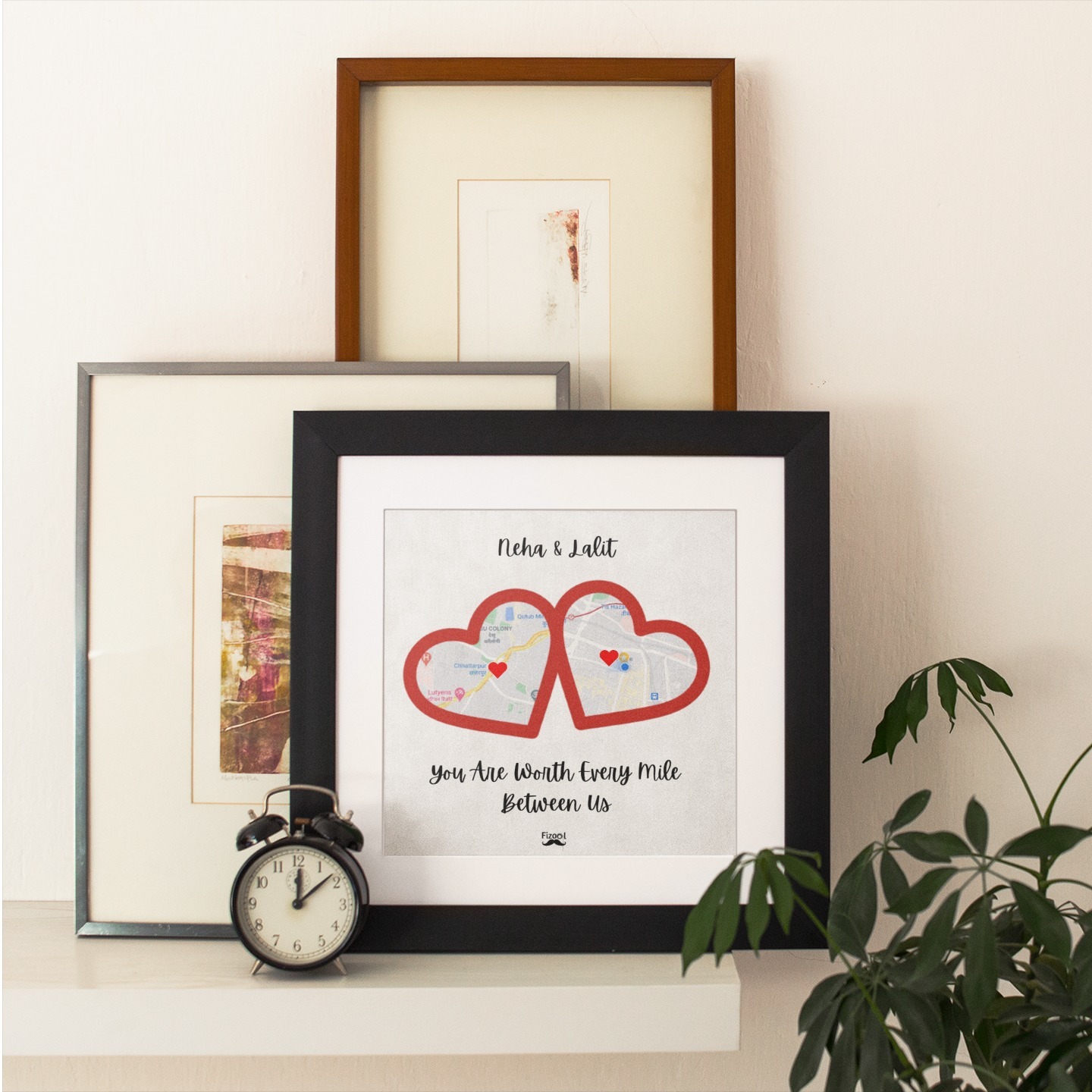 Mapping Hearts - A Personalized Location Frame - Gift For Him/Her