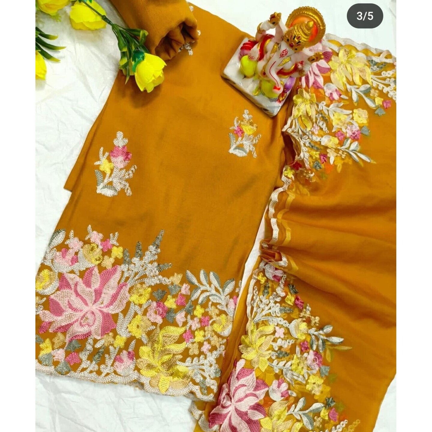 crape suit with Kashmiri Work