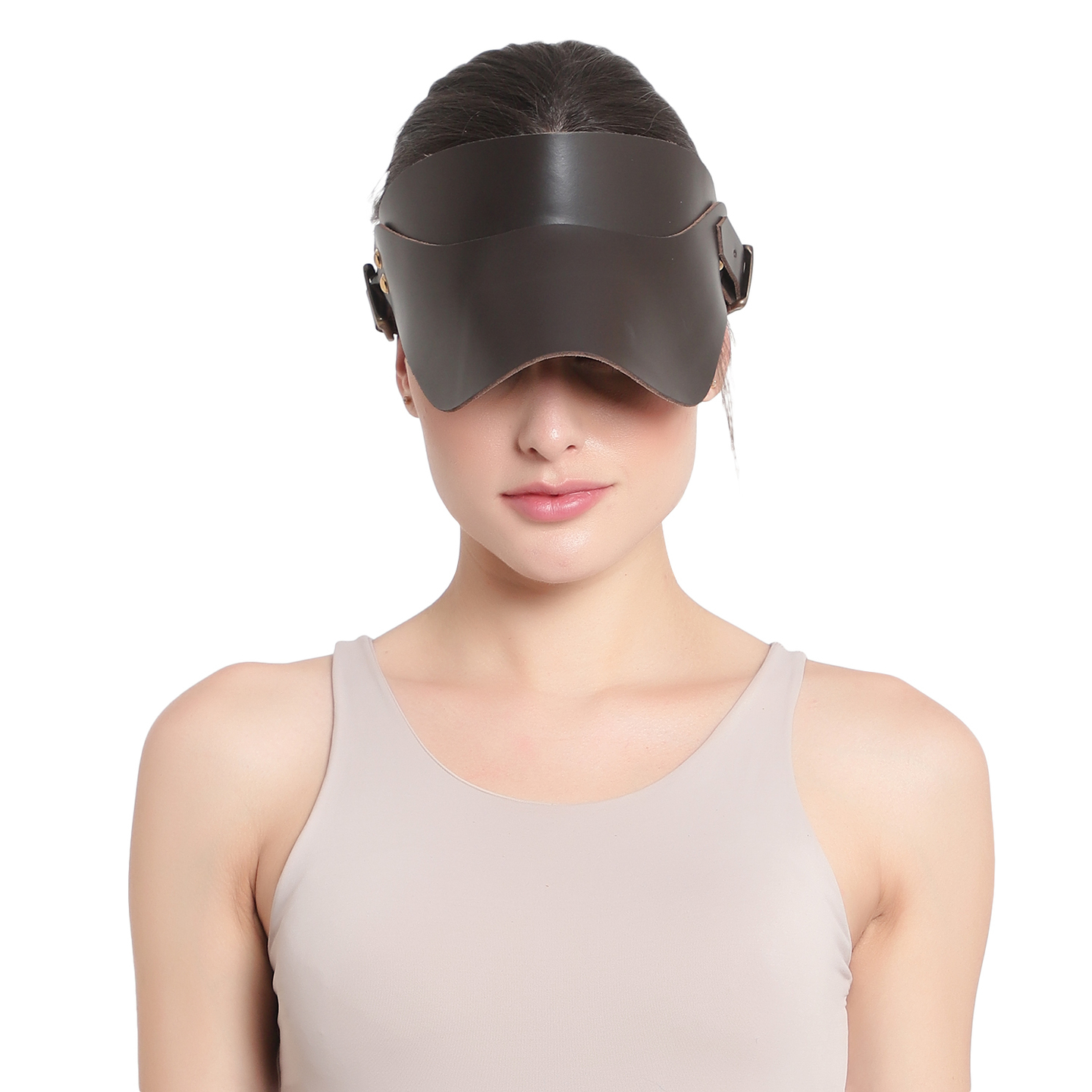 Panashe Isola Leather Visor Cap  Brown for sports like shooting, archery, golf, tennis,outdoors, travelling etc ideal for eyes and face protection with shade from harsh sunlight and bright lights.