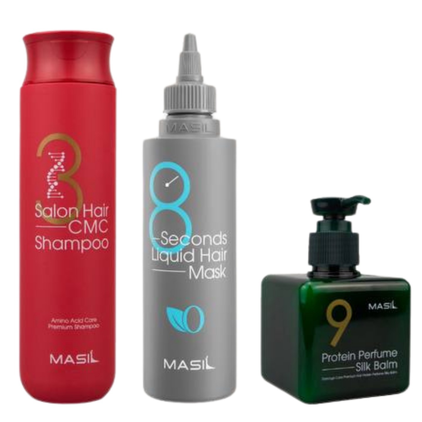 MASIL Bundle of 3 Shampoo, Liquid Hair Mask, Silk Balm