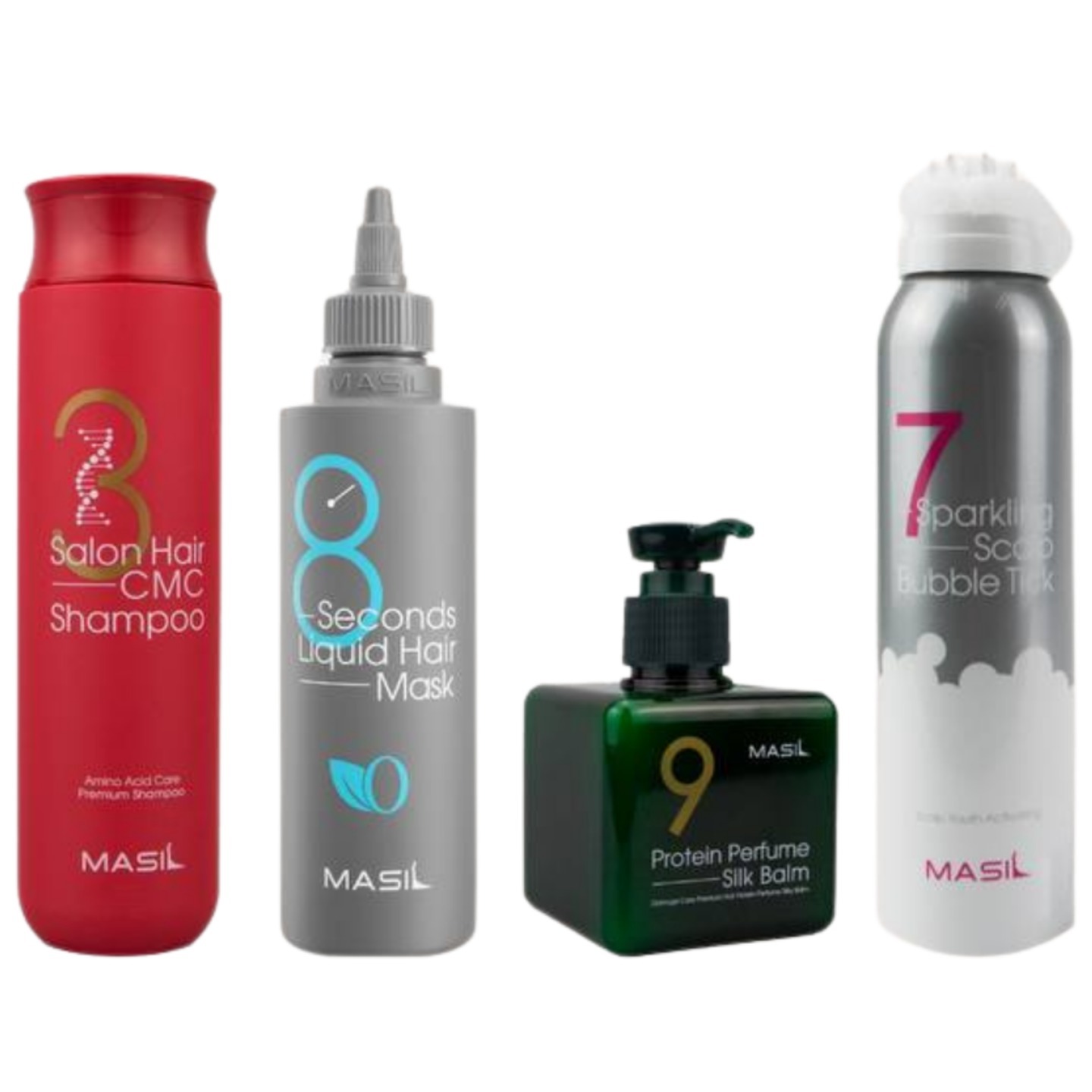 MASIL Bundle 4 Shampoo, Liquid Hair Mask, Silk Balm, Bubble Tick