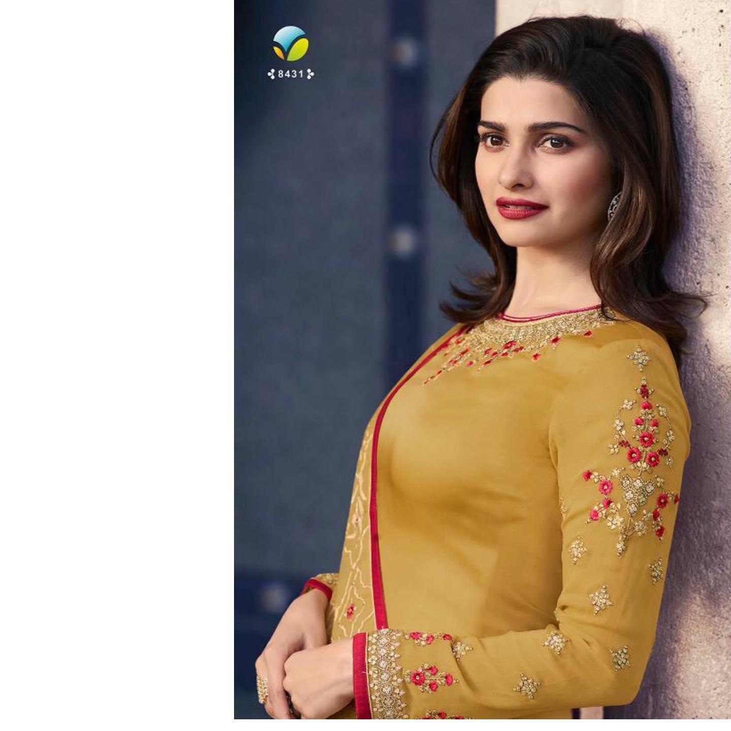 Embroidered Kurta skirt Semi stitched suit