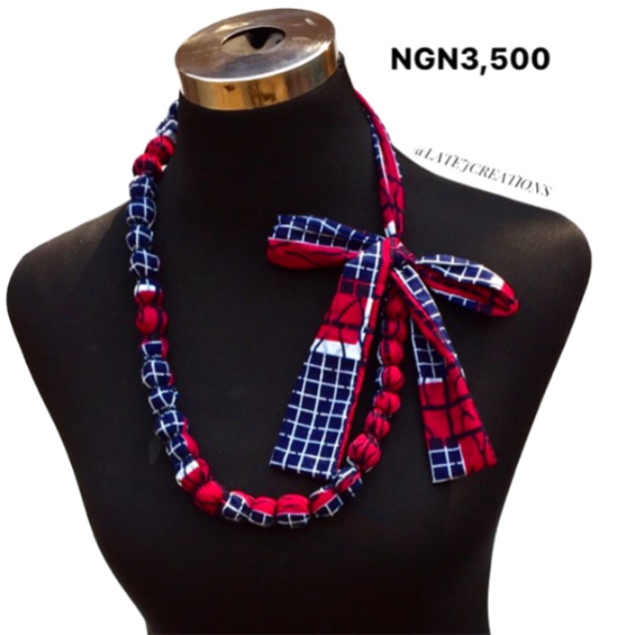 Ankara Beaded Bow Neckpiece 