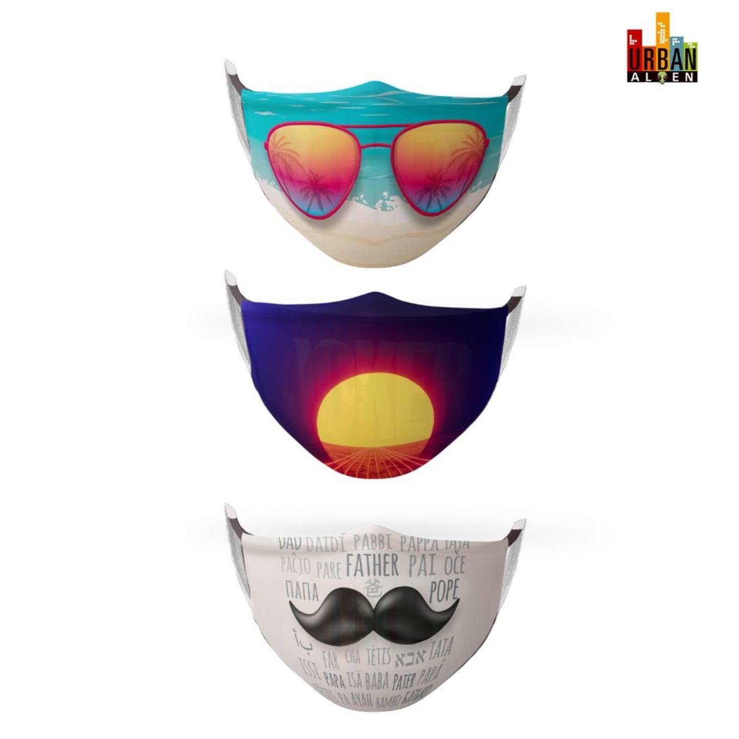 Urban Alien 3 Layer Face Protection Unisex Masks Multicolor Pack of 3