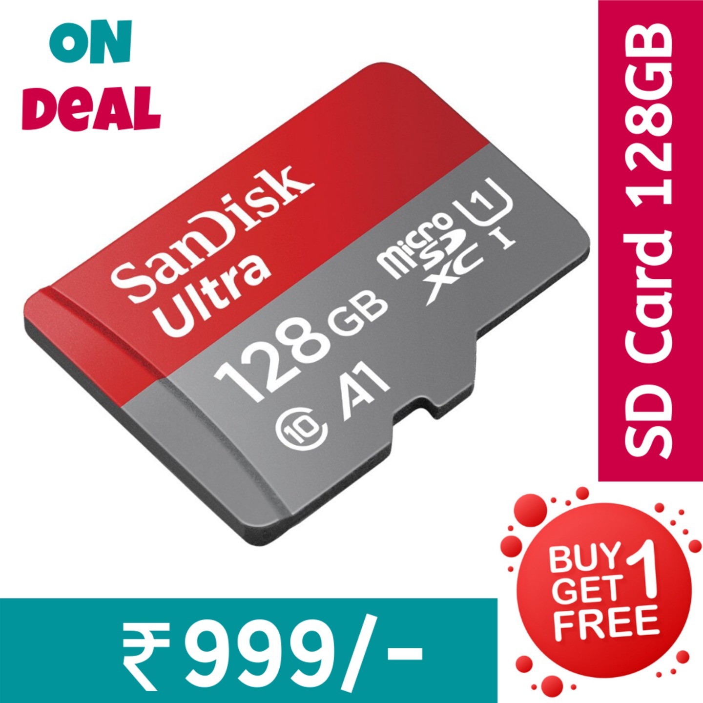 SanDisk 128GB Class 10 Memory Card with Adapter