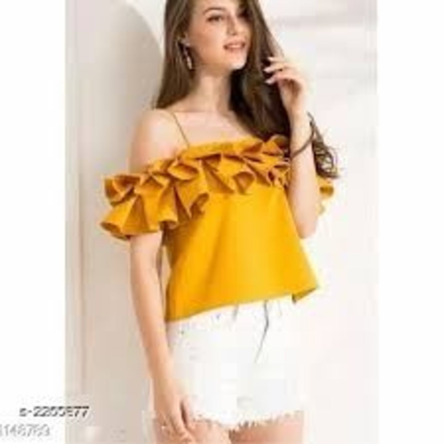 Spaghetti Off Shoulder Ruffle Top