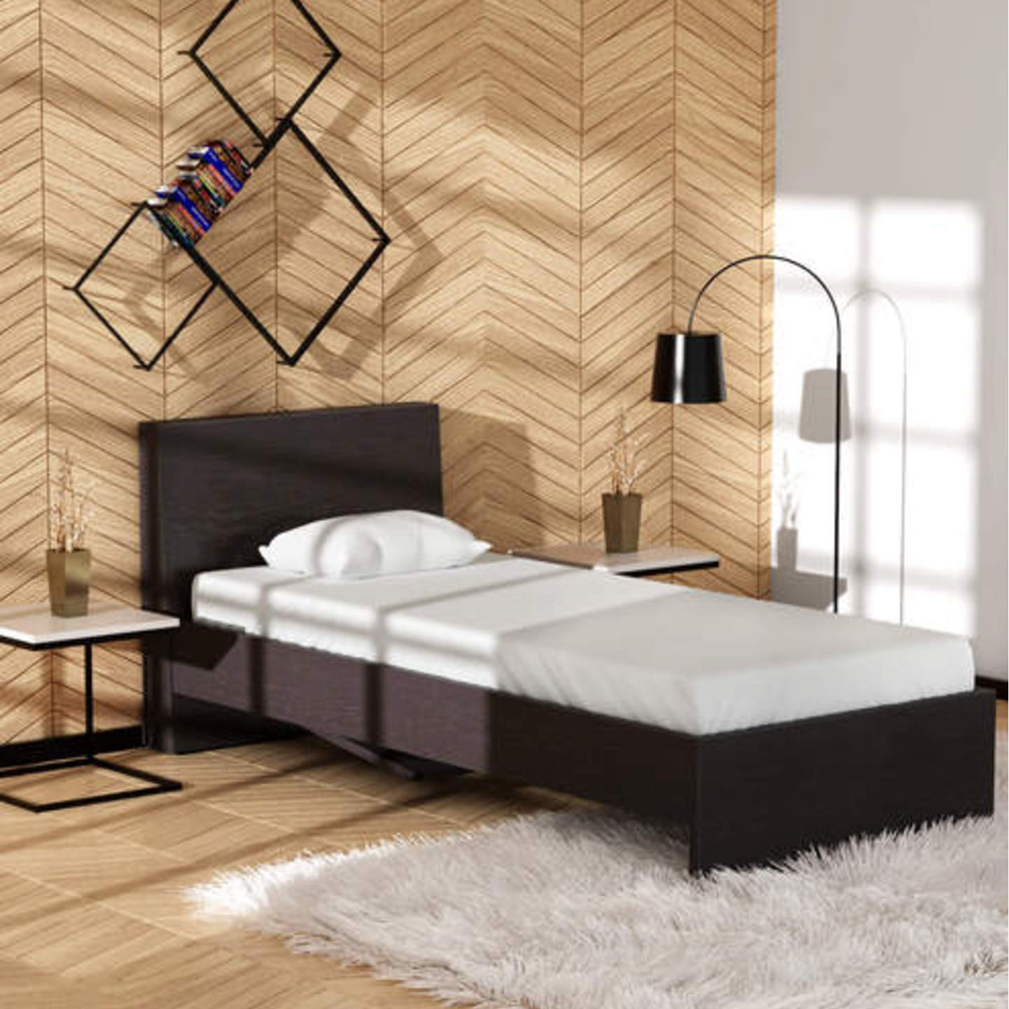 Bronze Collection Crisantemo Single Bed in Brown wenge Finish 