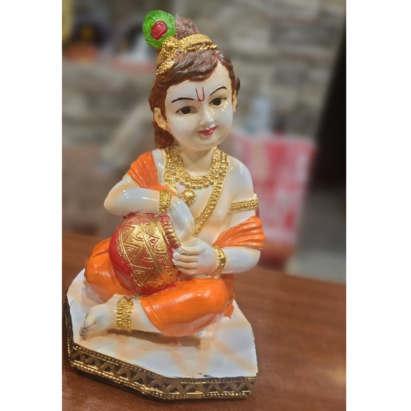 Nimisha Line Décor Lord Krishna Makhan Chor Kanha Idol Decorative Showpiece