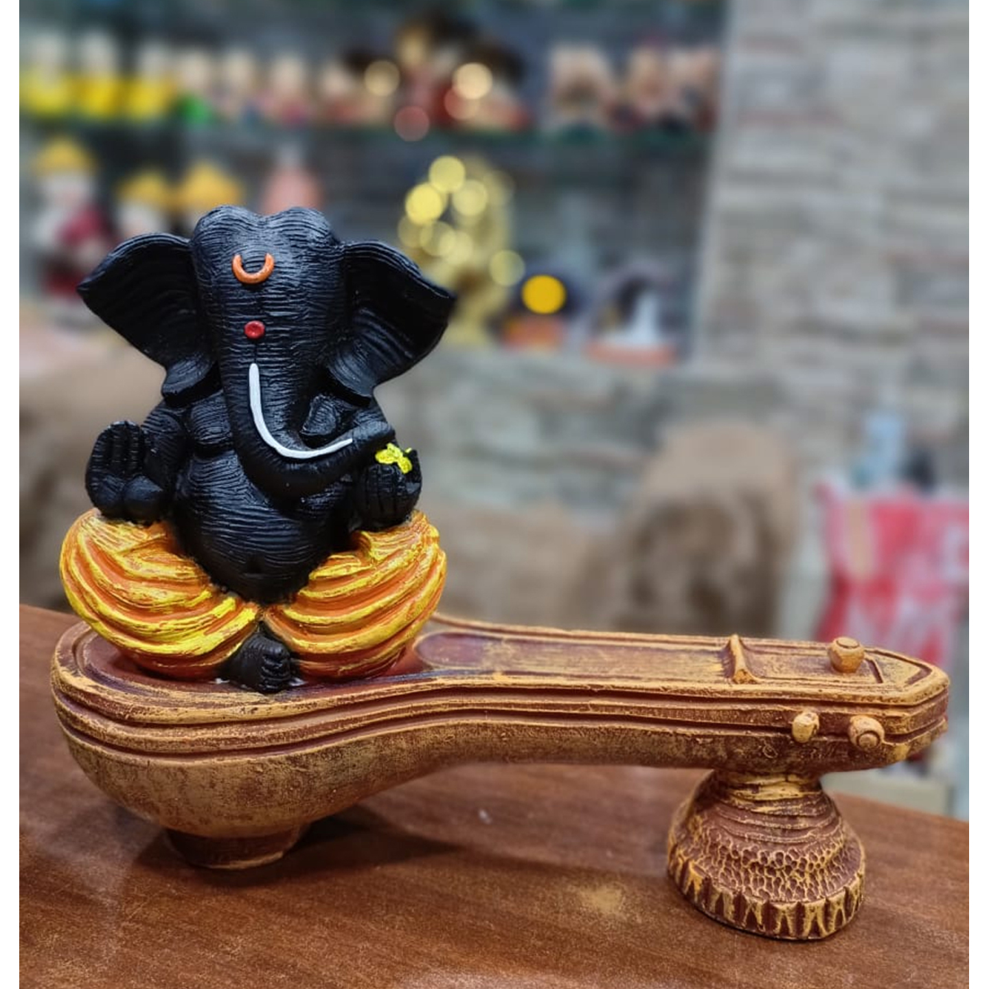 Nimisha Line Décor Sitting Ganesha on Sitar Religious Statue Best for Home & Office Décor Best Diwali Gift