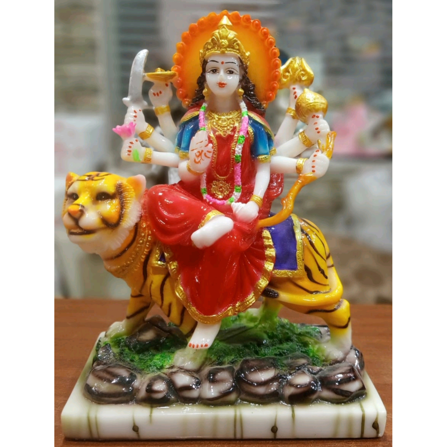 Nimisha Line Décor Goddess Maa Durga Devi Idol Statue Sherawali MATA - Religious Murti Puja Gift Item