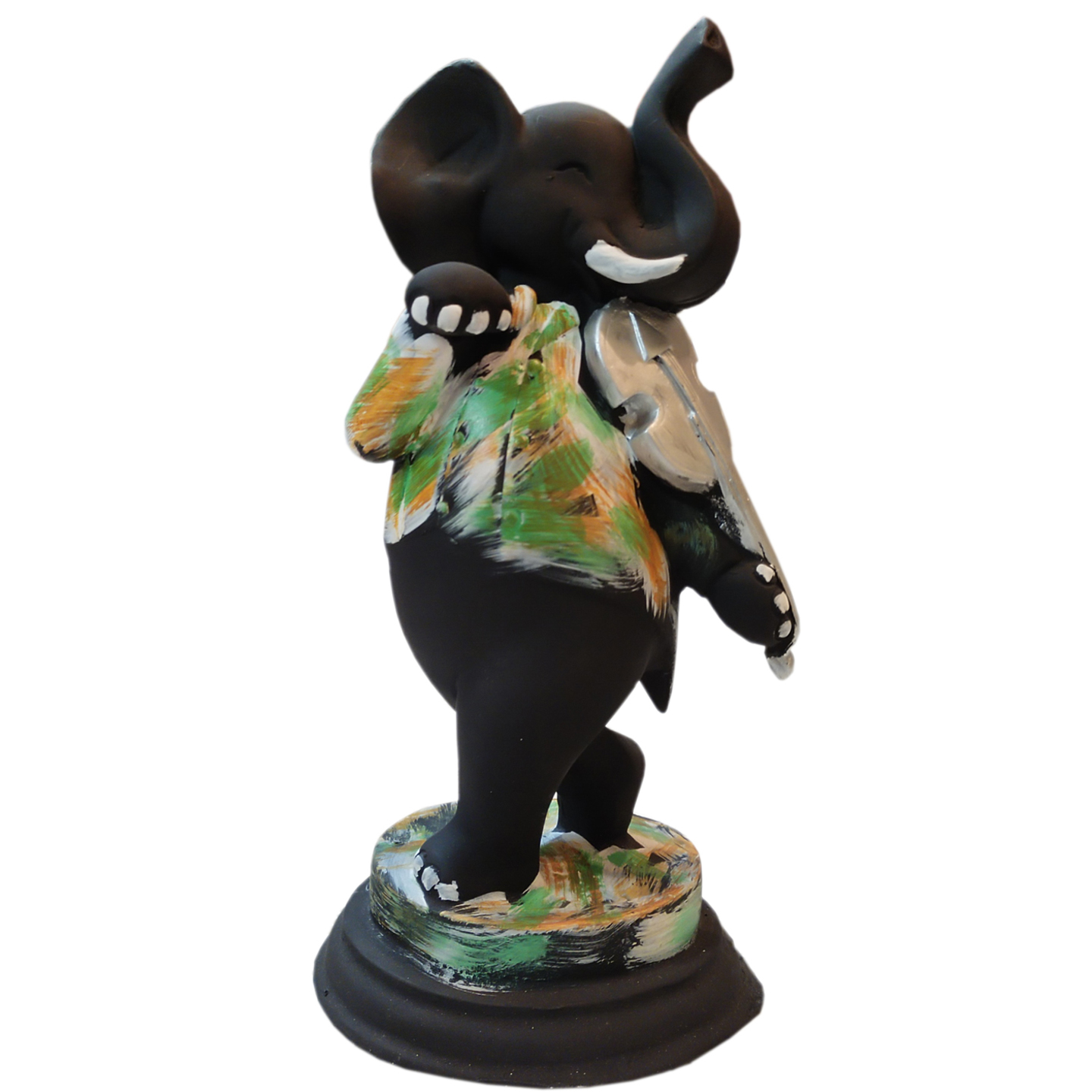 Nimisha Line Décor Beautiful Polyresin Handicraft Musical Elephant Statue Playing Voilin for Home Décor