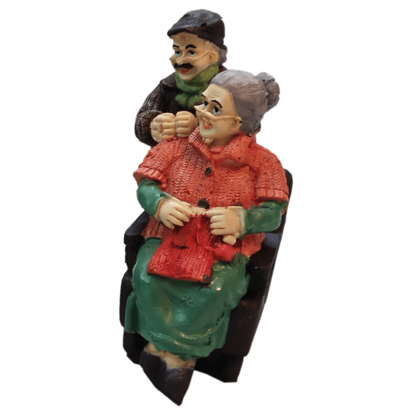 Nimisha Line Decor Resin Grand Parents/Old Age Romantic Dada Dadi Couple on Chair Hand Crafted Statue Figurine Showpiece 01