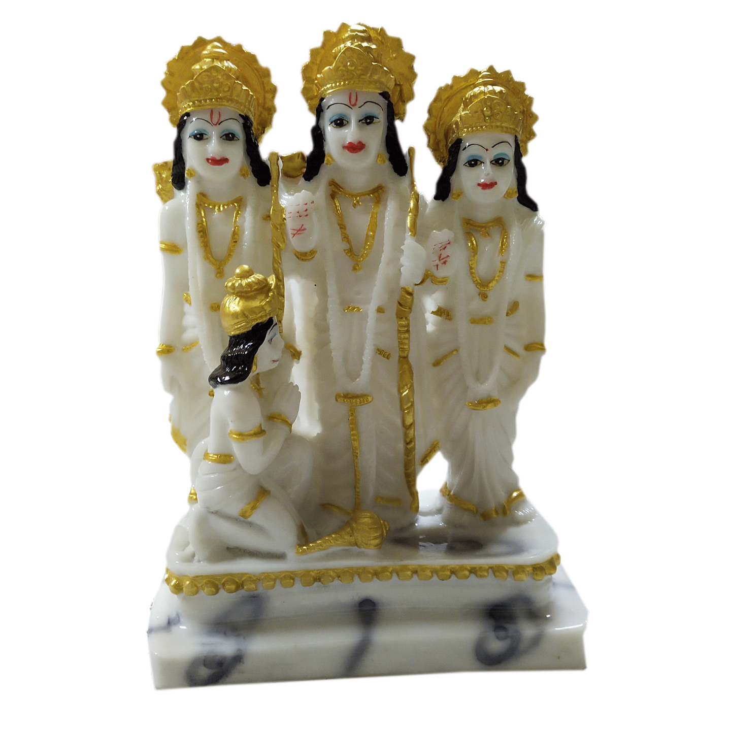Nimisha Line Decor Beautiful White Resin Lord Idol Ram, Laxman, Sita & Hanuman Darbar Statue Spiritual Puja Vastu Figurine