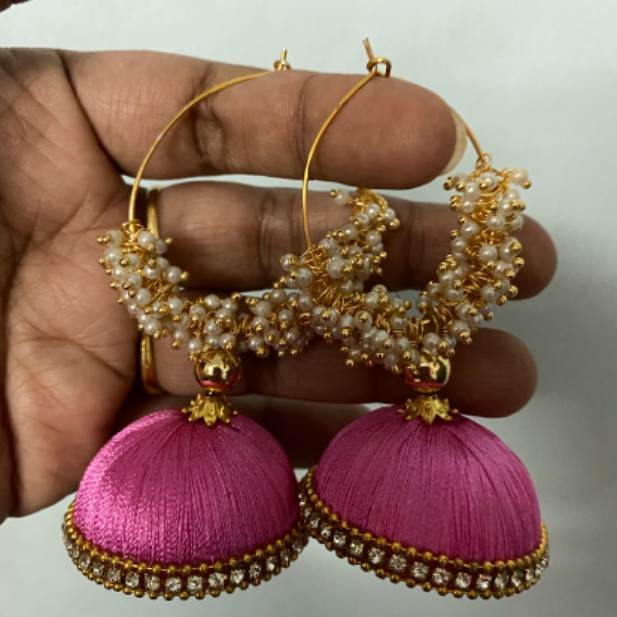 Pink shade silk thread Jhumkha 