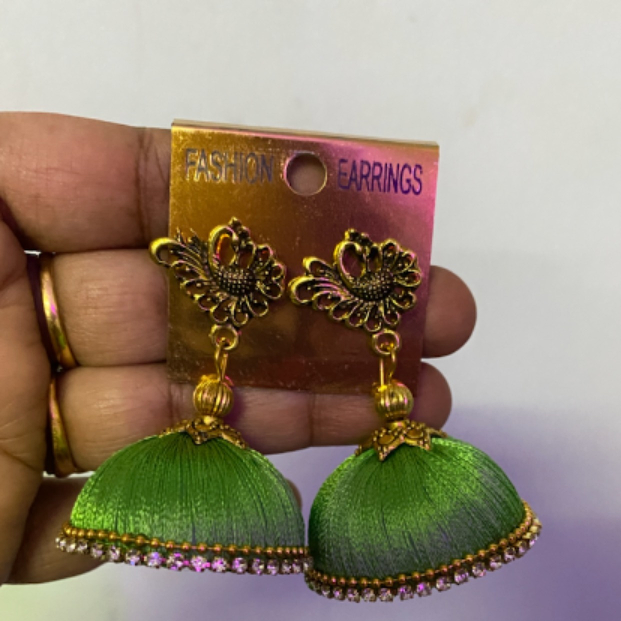 Green shade silk thread Jhumkha 