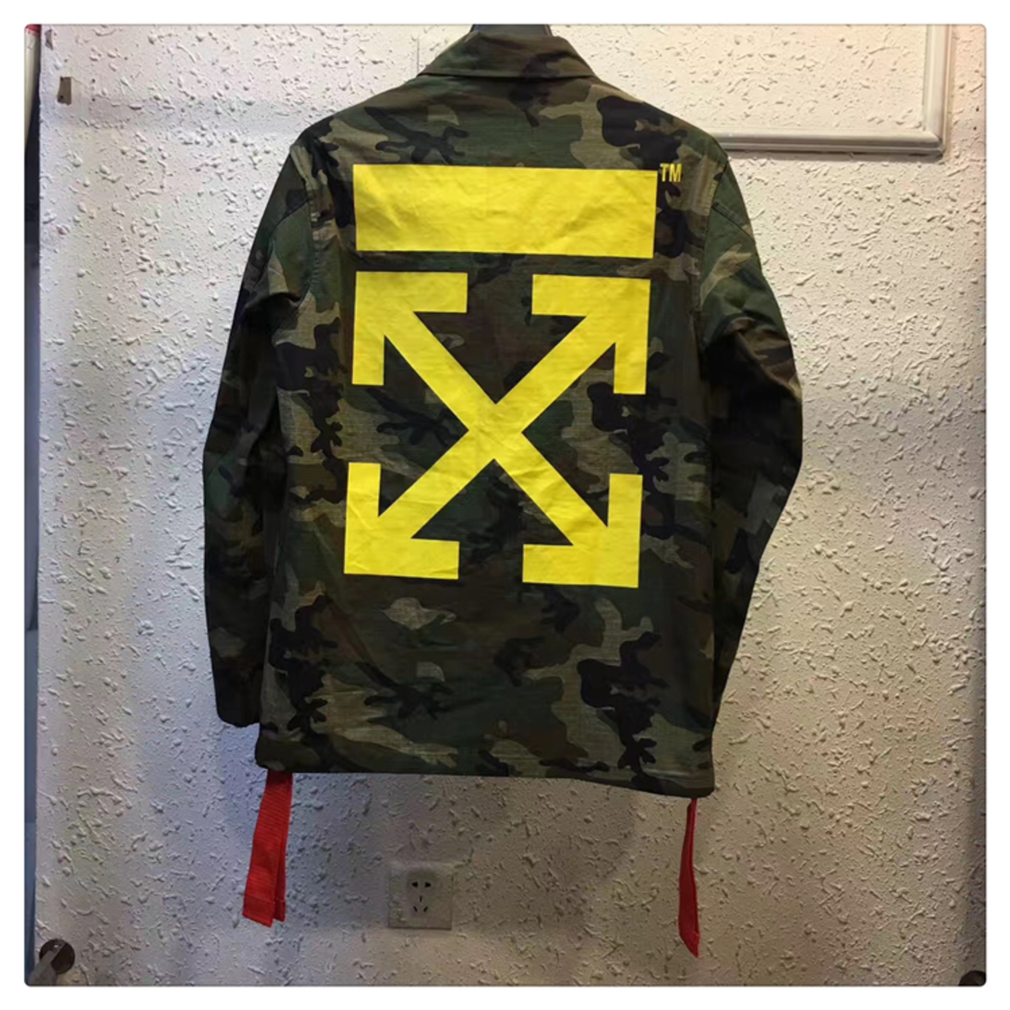 Off White Camouflage Cotton Military Jacket