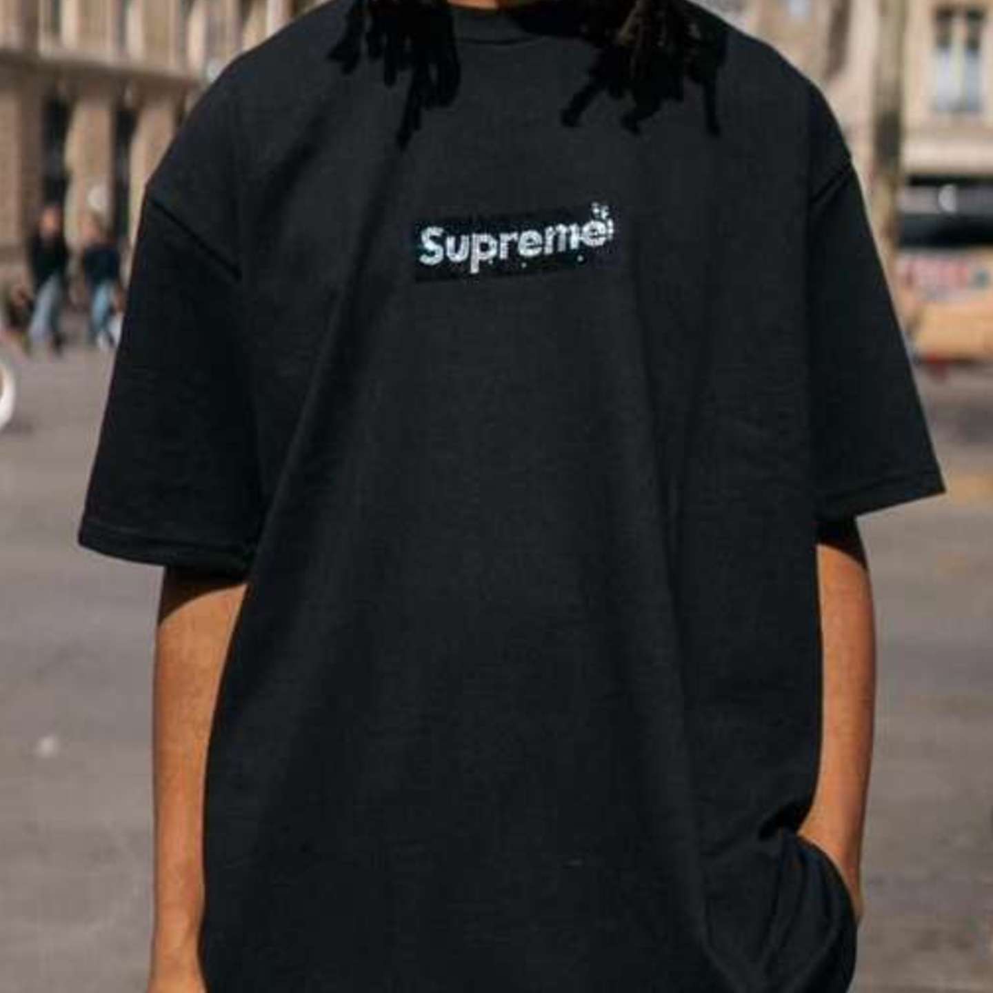 Supreme Swarovski 19SS Black Box Logo T-Shirt