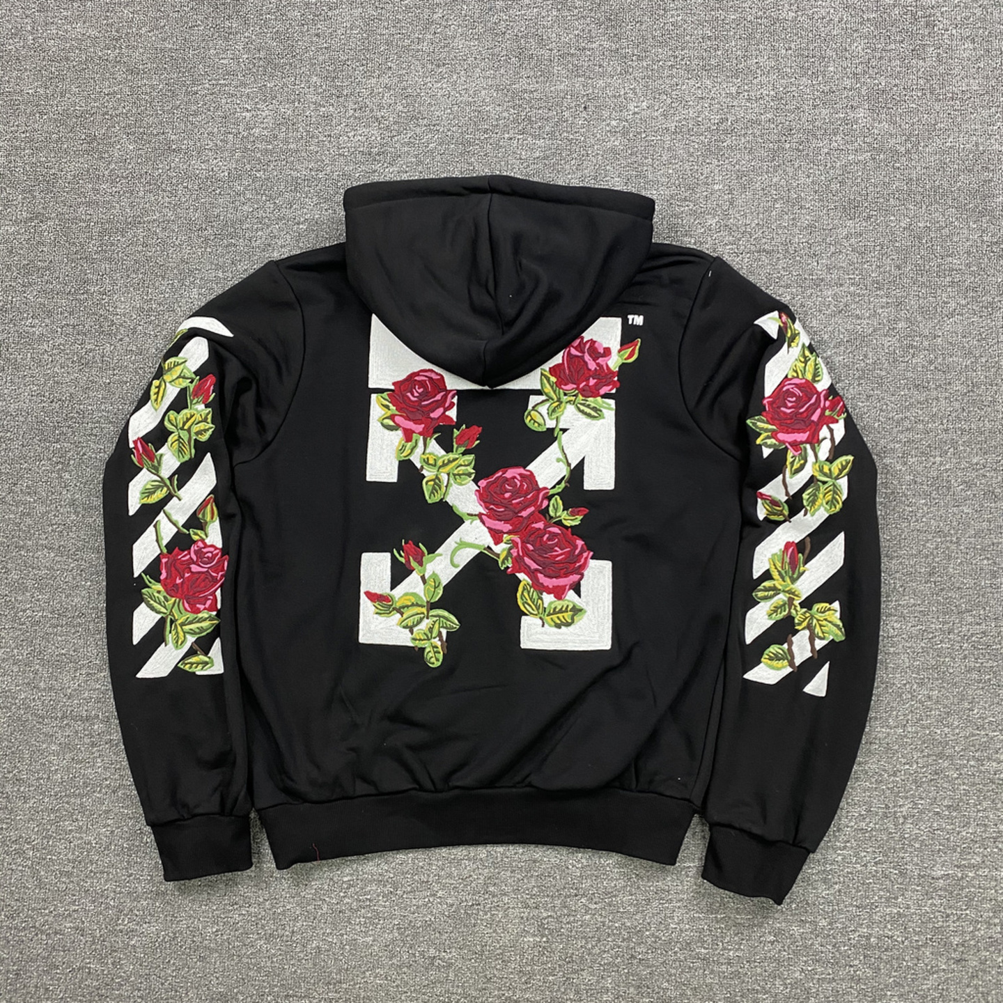Off White Rose Embroidery Hoodie