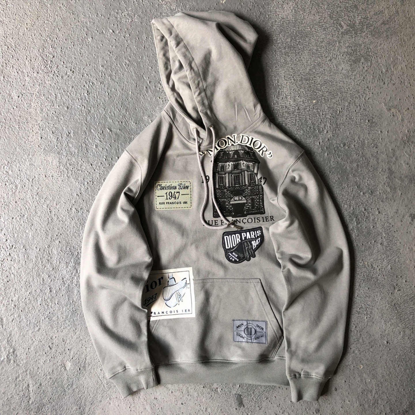 Dior Archives Patch Grey Hoodie