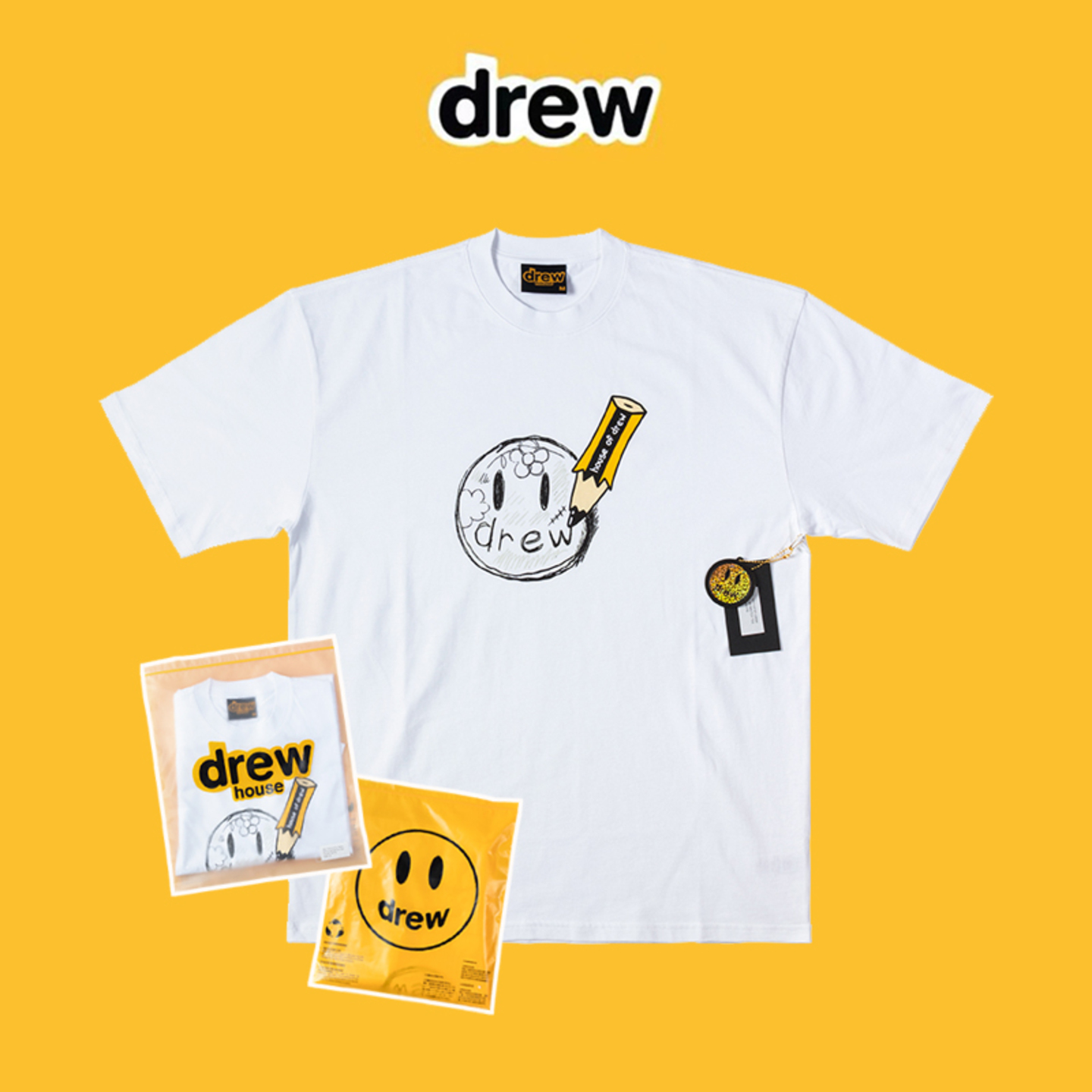 Drew smiley face hand painted pencil T-Shirt