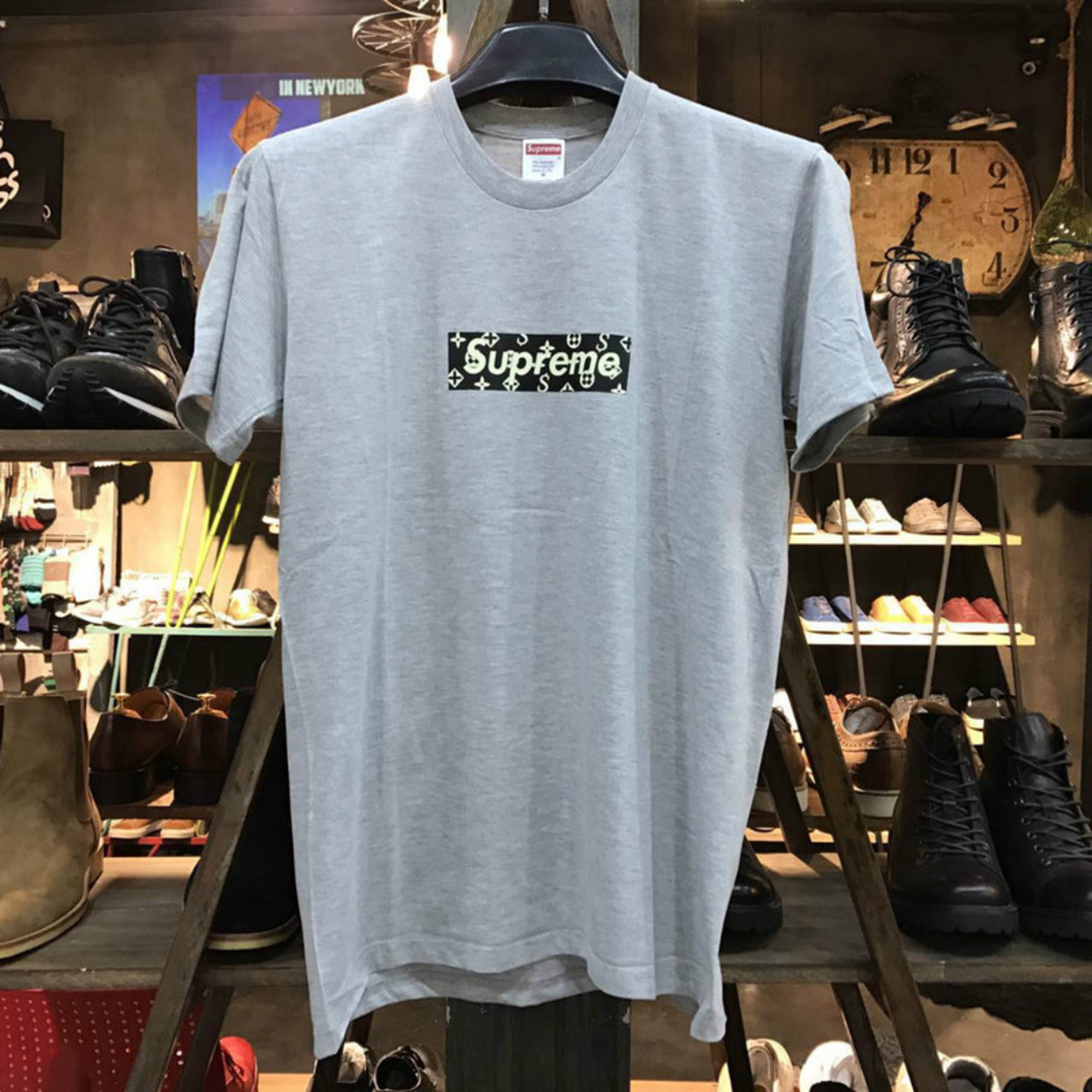 Supreme x Louis Vuitton Box Logo T-Shirt Grey