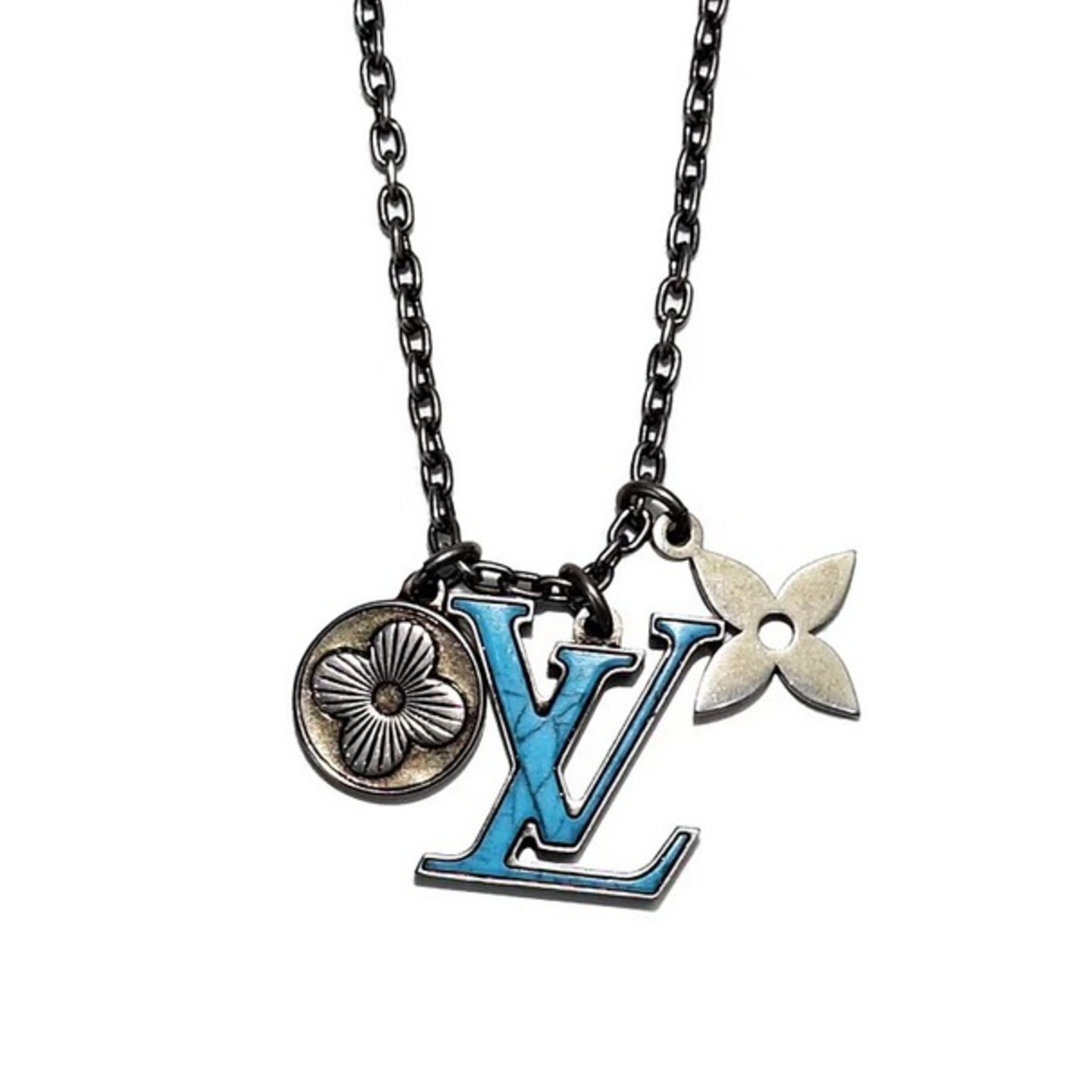 Louis Vuitton  Chain Blue  Logo Lv Necklace