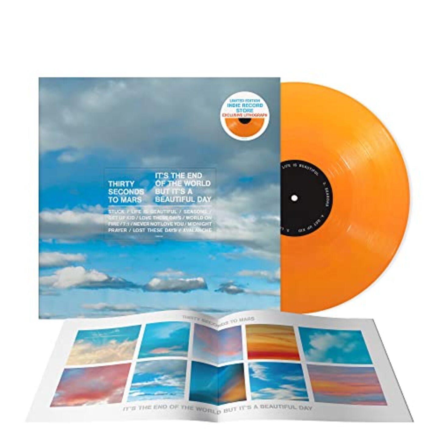 THIRTY SECONDS TO MARS - It's The End Of The World But It's A Beautiful Day LP (Indie Exclusive Tangerine LP w/ Alternate Cover)