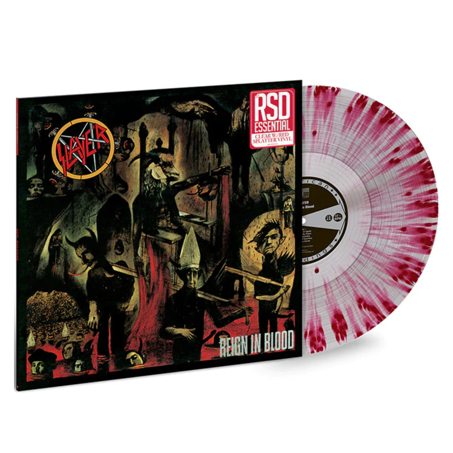 SLAYER - Reign In Blood LP RSD Essentials, Clear wRed Splatter vinyl
