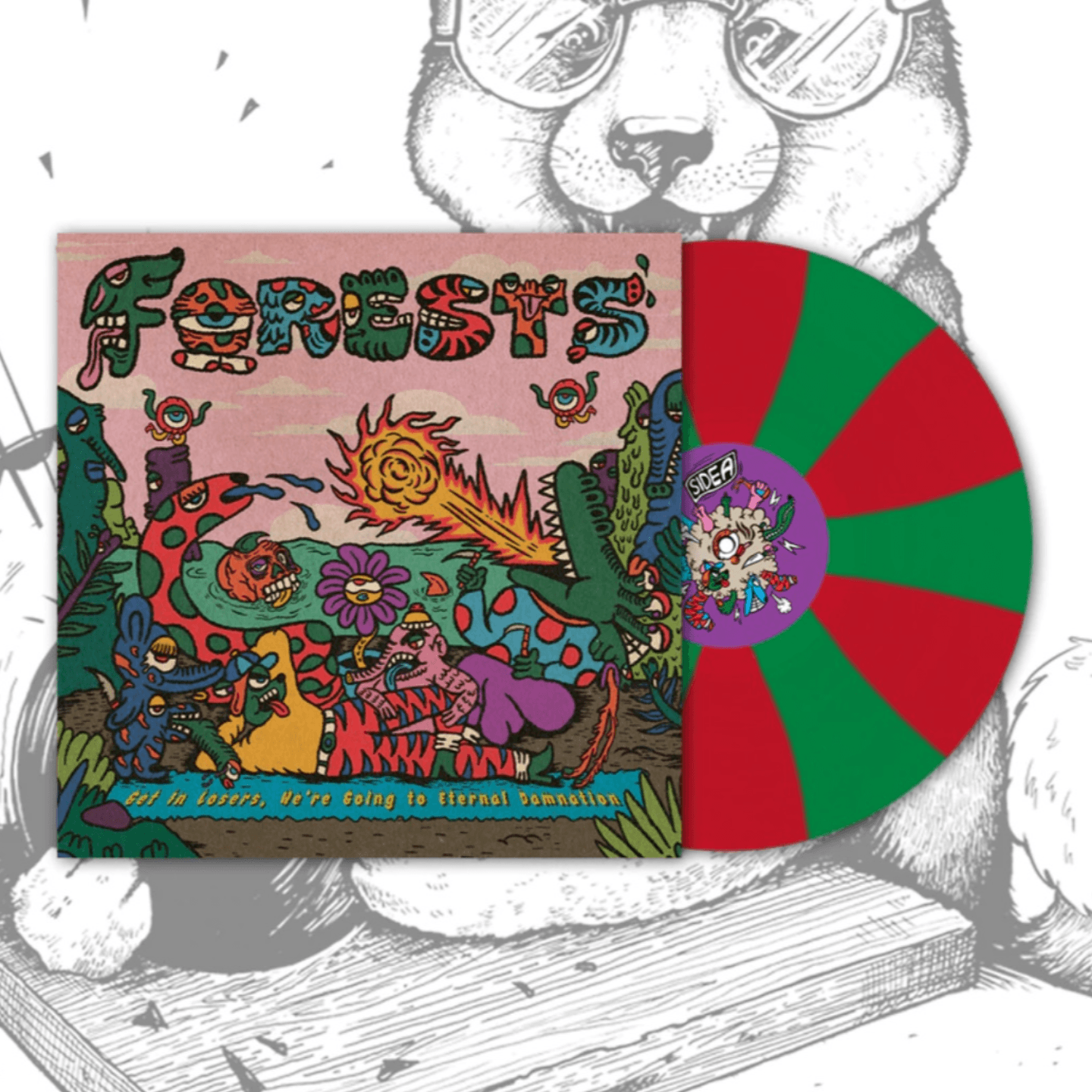 FORESTS - Get In Losers, Were Going To Eternal Damnation LP Red  Green Pinwheel Vinyl