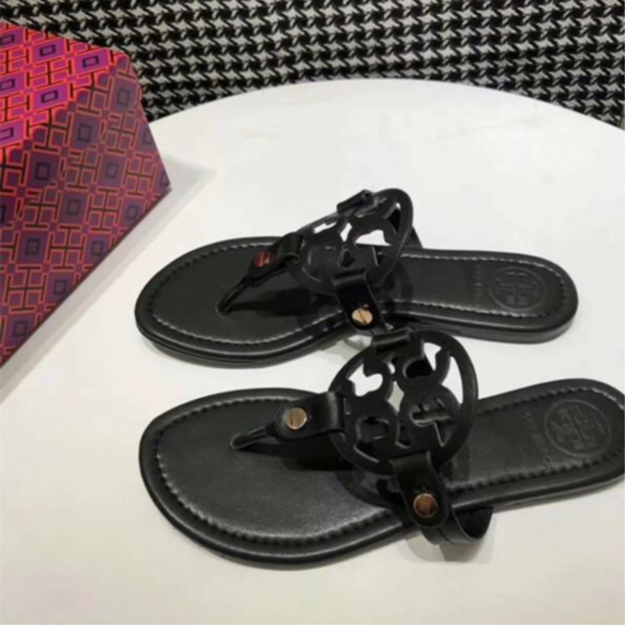 TB Black Sandals