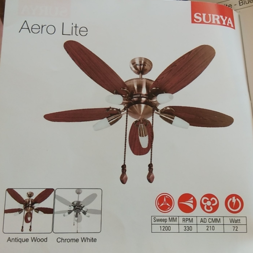  SURYA AERO LITE 1200mm decorative fan with light 