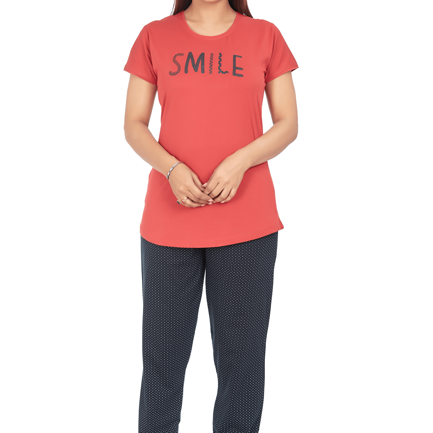 Ticknmart Womens Hosiery Cotton Night Suit (Printed T Shirt & Pajama Set)