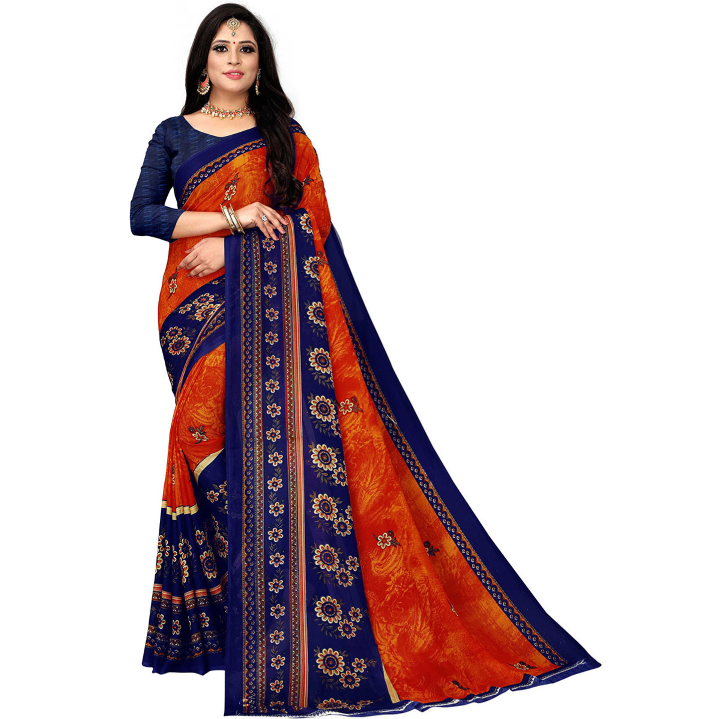 Awesome Latest Women's Polyester Printed Dailywear Saree